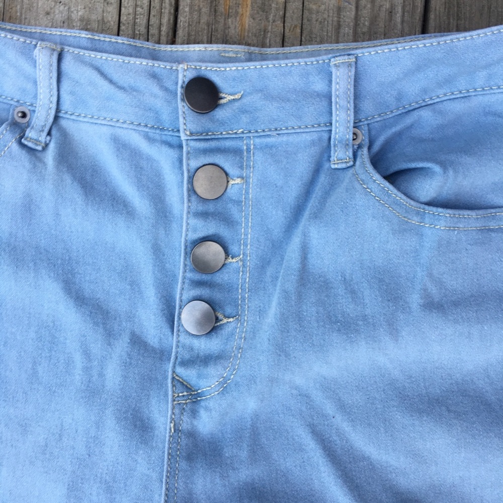 High Rise Skinny Faded Button Fly Jeans 17